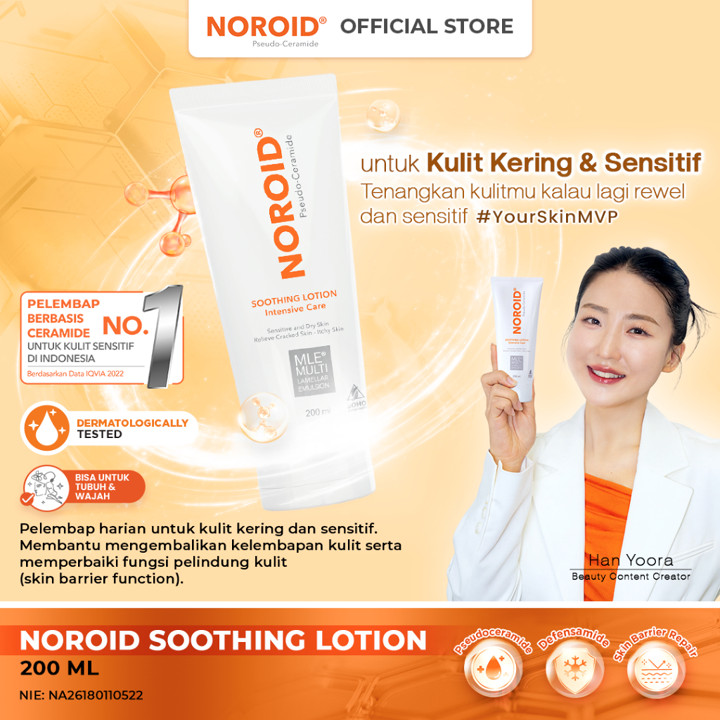Noroid Soothing Lotion Pelembab Kulit Kering Moisturizer Harian Untuk Semua Tipe Kulit (Normal, Kering, Berminyak, Sensitif) 200ml