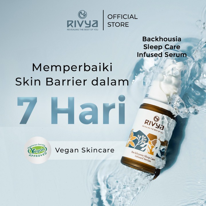 RIVYA Backhousia Sleep Care Infused Serum 20ml | Super Rich Moisturizer Memperbaiki Skin Barrier Mencerahkan Kulit Sensitif Bumil Busui BPOM Pelembab Wajah Skincare Brightening Vegan Calming Sensitive Skin Friendly Oil Control Menghilangkan beruntusan