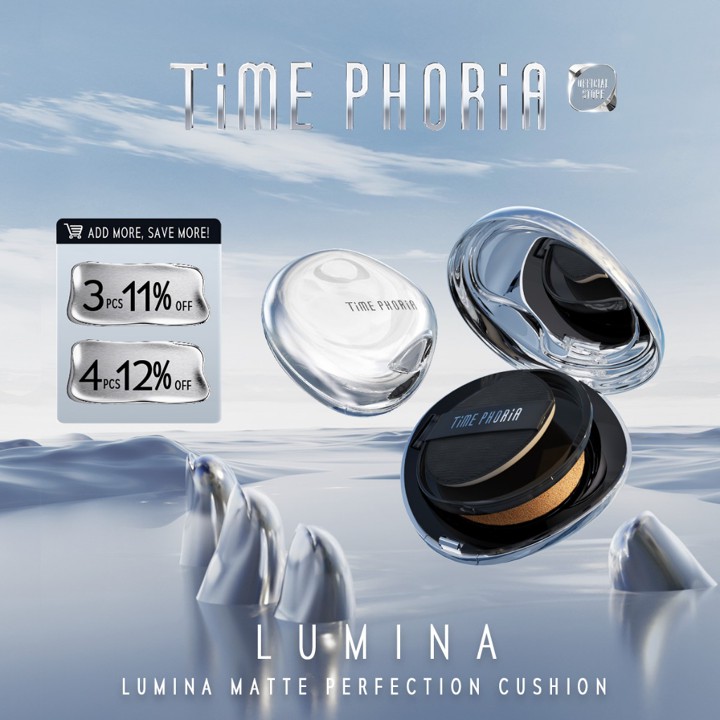 TIME PHORIA-Timeless Lumina Matte Perfection Cushion 11G  Cushion Foundation Waterproof Full Coverage Refill Cushion BB Cream High Coverage Skintint