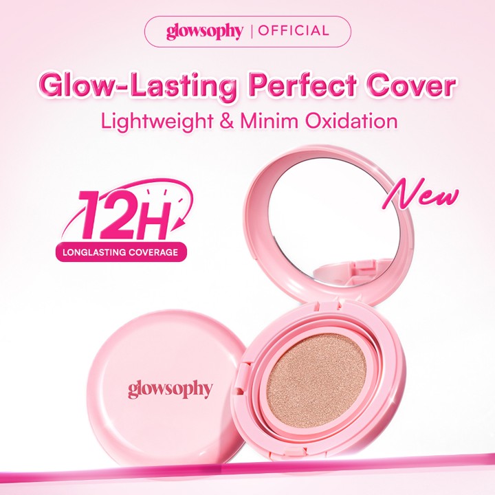 Glowsophy Cover Glow Serum Cushion Long Lasting All Day - Healthy Glow Finish Cushion Ringan dengan Medium Coverage Menyamarkan Pori-Pori dan Garis Halus Cushion Kulit Asia Foundation Waterproof Make Up Setting Hasil Akhir Glowing