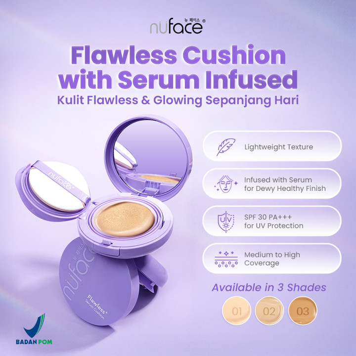 Nuface Flawless+ Serum Cushion with SPF 30 PA+++ (Medium to High Coverage)/Cushion Murah/Cushion 2in1/BB Cushion/Cushion Waterproof/Cushion Matte/Cushion Korea/Cushion Dewy Finish/Cushion Remaja/Chusion/Cusion/Chushion/Coushion/Cousion/Qushion/Coshion