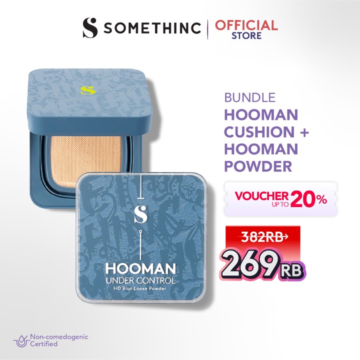[BEST BUNDLE] SOMETHINC Best of The Best Hooman Duo (Hooman Cushion + Hooman Powder) | Cushion Dengan Skin Matte Finish Anti Greasy, Anti Cakey, Dan Anti Cracking | Bedak Tabur Super Halus Untuk Menahan Minyak Hingga 16 Jam