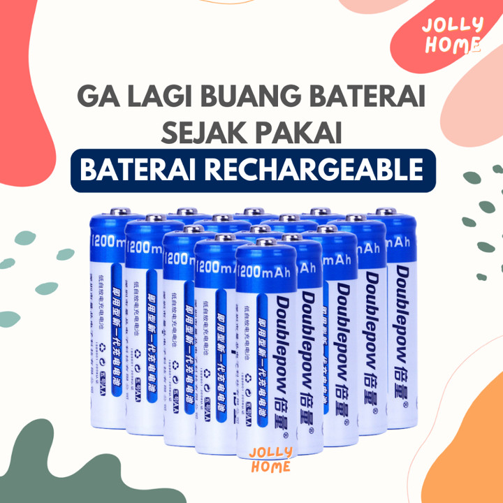BATERAI DOUBLEPOW RECHARGEABLE Isi Ulang A2 A3 900mah 1200mah AA AAA Batu Batre Baterai Charge Cas Charger