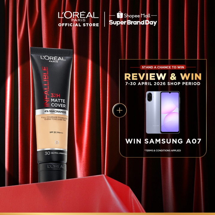 L’Oreal Paris Infallible 32 Hr Matte Cover Liquid Foundation - 30ml (Make Up Loreal Natural Tahan 32 Jam)