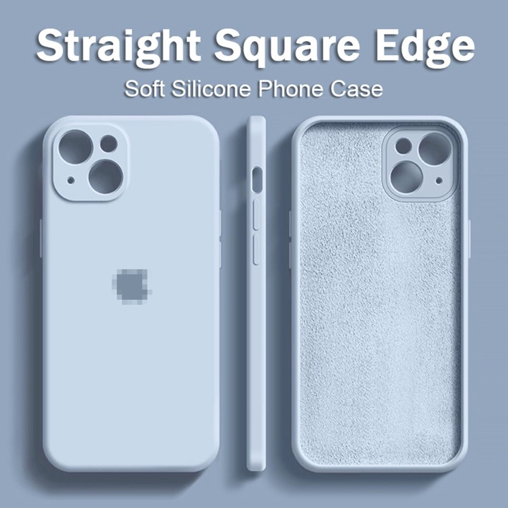 With Logo With Velvet Straight Square Edge Soft Silicone Anti-fall Phone Case Fo