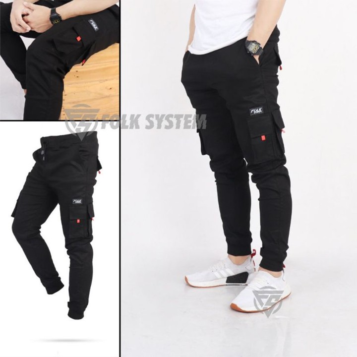 Celana Panjang Chino Jogger Cargo Pria FOLKSYSTEM