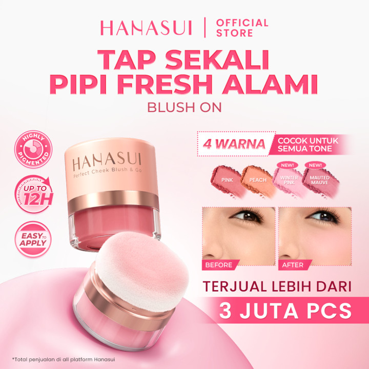 Hanasui Perfect Cheek Blush & Go Powder - Blush On Powder Natural Radiant Finish Melembabkan Cerah Antioksidan