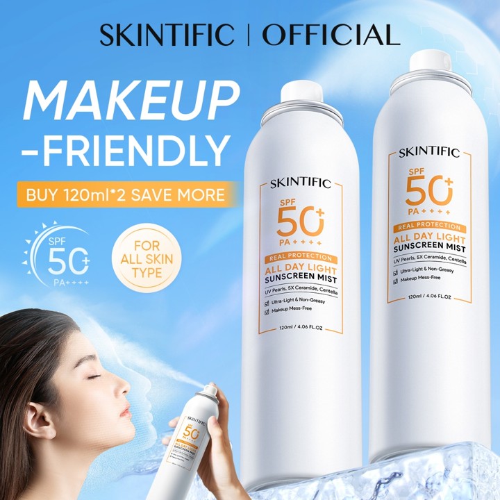 SKINTIFIC – All Day Light Sunscreen Mist SPF 50 PA++++ 120ml