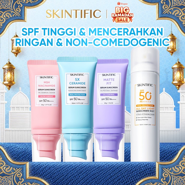 SKINTIFIC UV Shield SPF50+ Sunscreen Wajah PA++++|Acne Oil C
