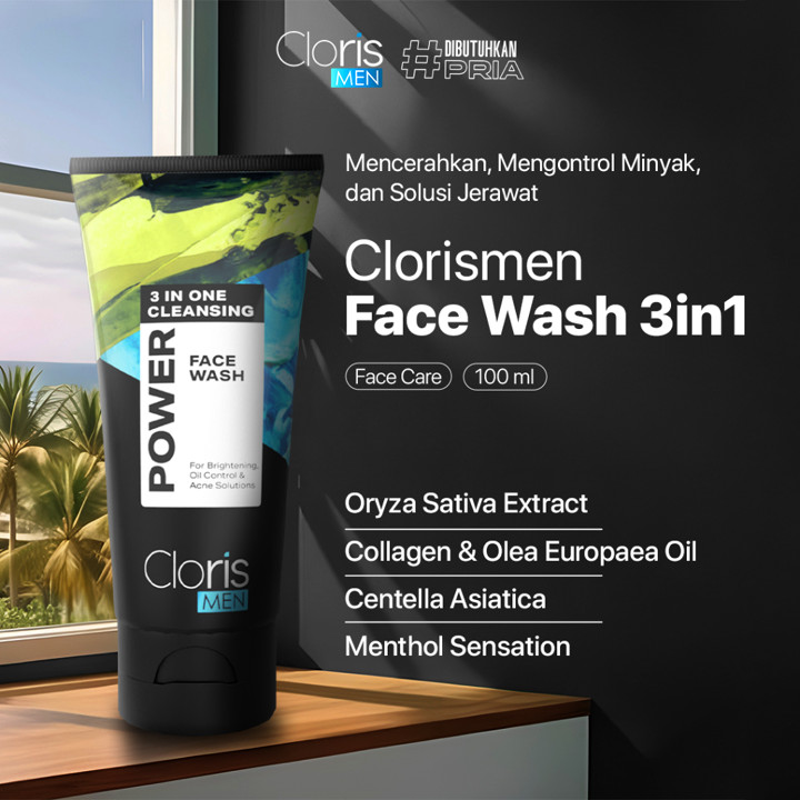 [PARIS PERNANDES APPROVED] Clorismen 3 IN One Cleansing Power Face Wash - Sabun Cuci Muka Pria