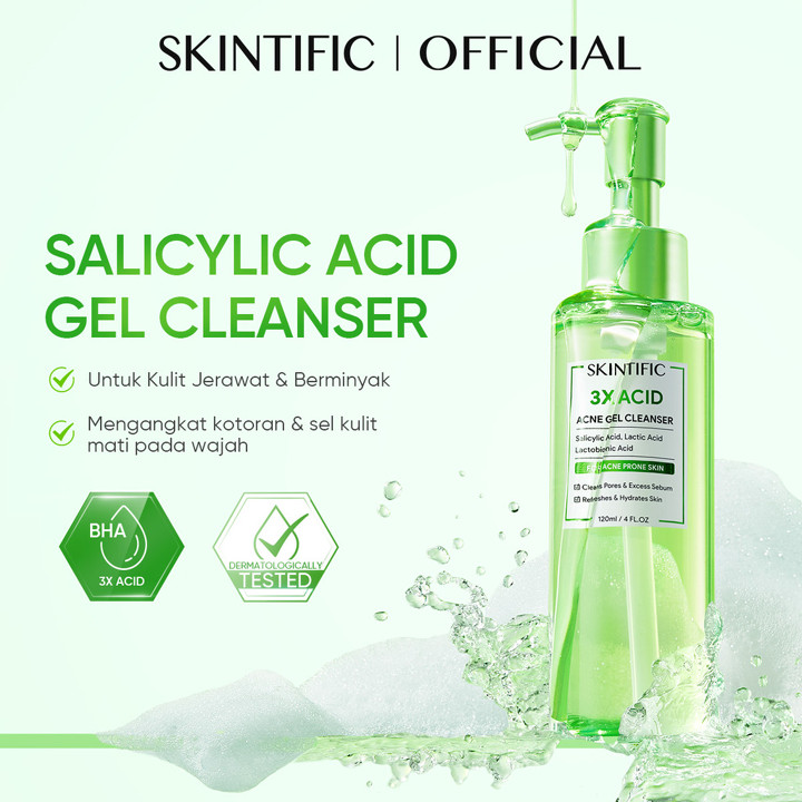 SKINTIFIC - 3X Acid Acne Gel Cleanser 120ml | Salicilyc Acid