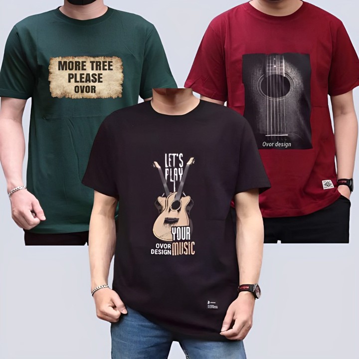 Kaos Distro Pria {Paket isi 3 Pcs} Baju Koas Pria Wanita Koas Obolong Lengan Pendek