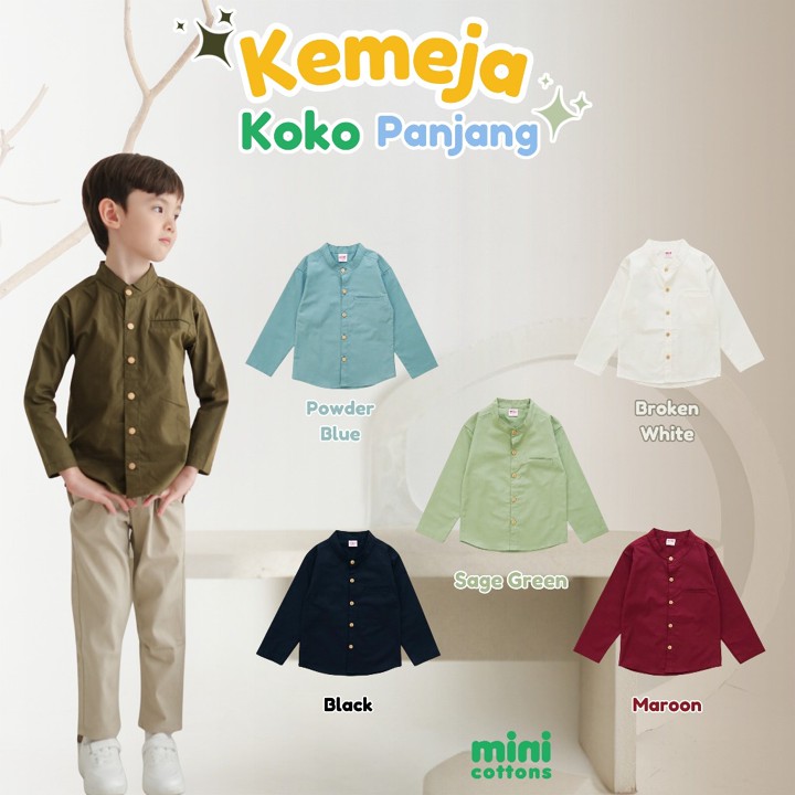 MINI COTTONS Kemko Kemeja Koko Lebaran Anak Laki laki Lengan Panjang 1-12 Tahun