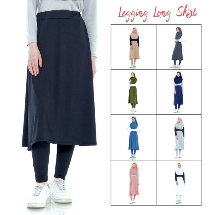 Legging Rok Panjang Olahraga Wanita Skirt Sport Jogging Renang Sepeda Lari Zumba Terbaru Kekinian