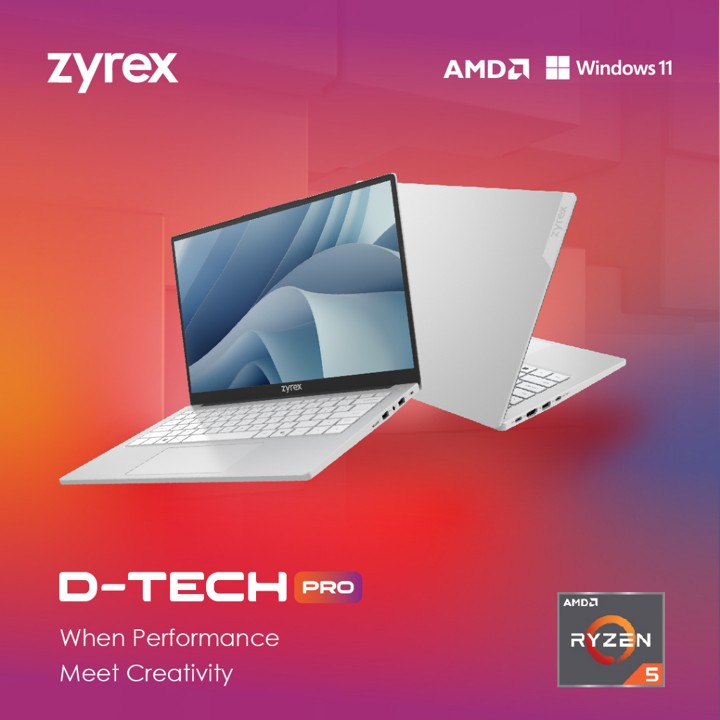 Laptop Zyrex D-TECH PRO V2 RYZEN 5 6600H 16GB 512GB Windows 11 Home 14" FHD Gara