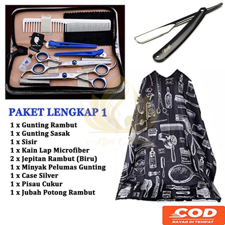 [COD] Paket Alat Cukur Rambut Gunting Rambut Gunting Sasak Set Potong Rambut Lengkap Salon Barbershop Profesional Kirei Beauty