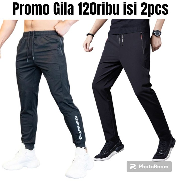 Beli 1 dapat 2 celana training gym jogging misty tebal elastis