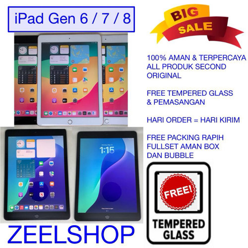 iPad 6 7 8 iOS Terbaru WIFI only 128GB 32GB Gray Silver Rose Gold Second Origina