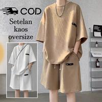 Keygirl  Setelan pria Set Setelan Oversize Wanita/pria korean style setelan pria satu set baju setelan pria baju oversize pria Setelan Celana Pendek Musim Panas