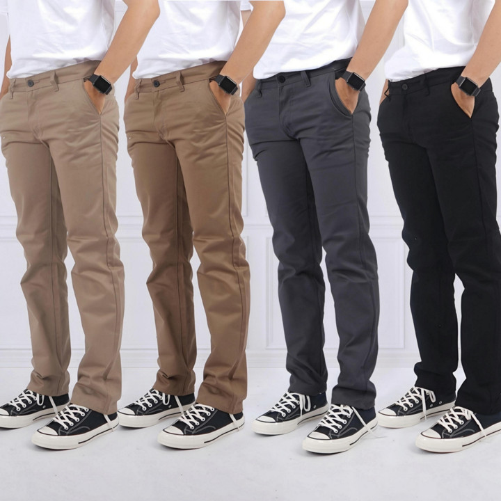 CHINOS REGULER FIT PRIA BAHAN TWILL SUEDING