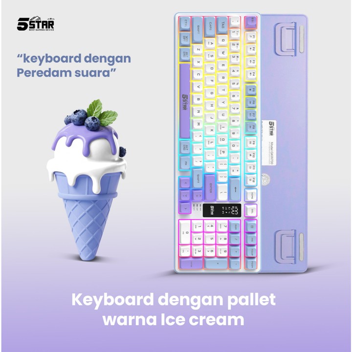 5Star Keyboard Gaming Wireless Silent klik Untuk gaming malam Bluetooth Tabel PC