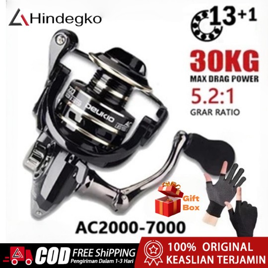 Reel Pancing Deukio Reel Spinning Saltwater AC2000-7000 Fishing Reel 12kg Max Drag 5.2:1 Speed Ac Metal Body Handle