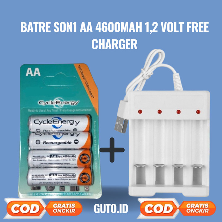 Baterai Batere Sony AA Rechargeable Bisa Di Cas Ulang 4600mAh isi 4Pcs sony