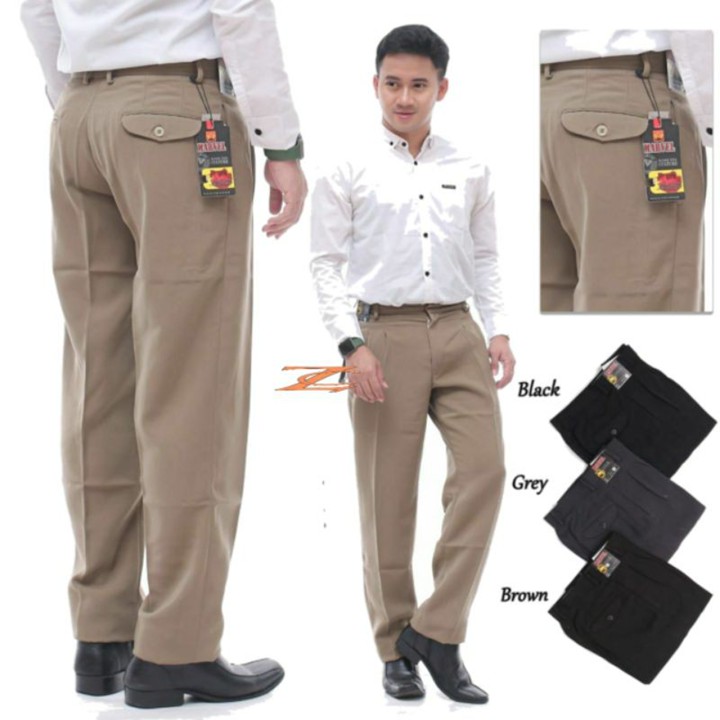 ZAKY CELANA BAHAN PRIA PANJANG FORMAL KANTORAN KERJA 27-38 HITAM COKLAT CREAM ABU JUMBO BAGUS BERKUALITAS
