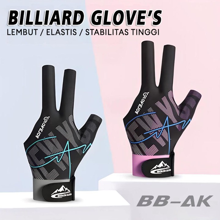 Glove Sarung Tangan Billiard Gloves Lycra Anti Slip + Velcro Sarung Tangan Billiard Pria Wanita