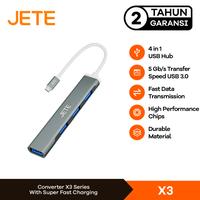 USB Hub Type C 4 in 1 JETE X3 Converter - Garansi 2 Tahun Ca