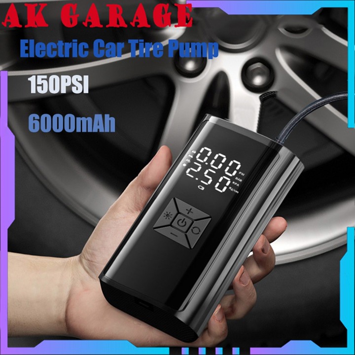 Pompa Ban Mobil Elektrik Mini Car Air Inflator Pump Portable 150PSI Baterai 6000