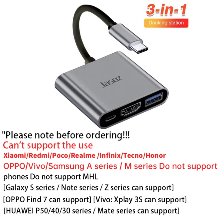 Sobeke HDMI Adapter 3 IN 1 Type c To HDMI Adapter Type c OTG Hub Hdmi 4k PD 3.1 