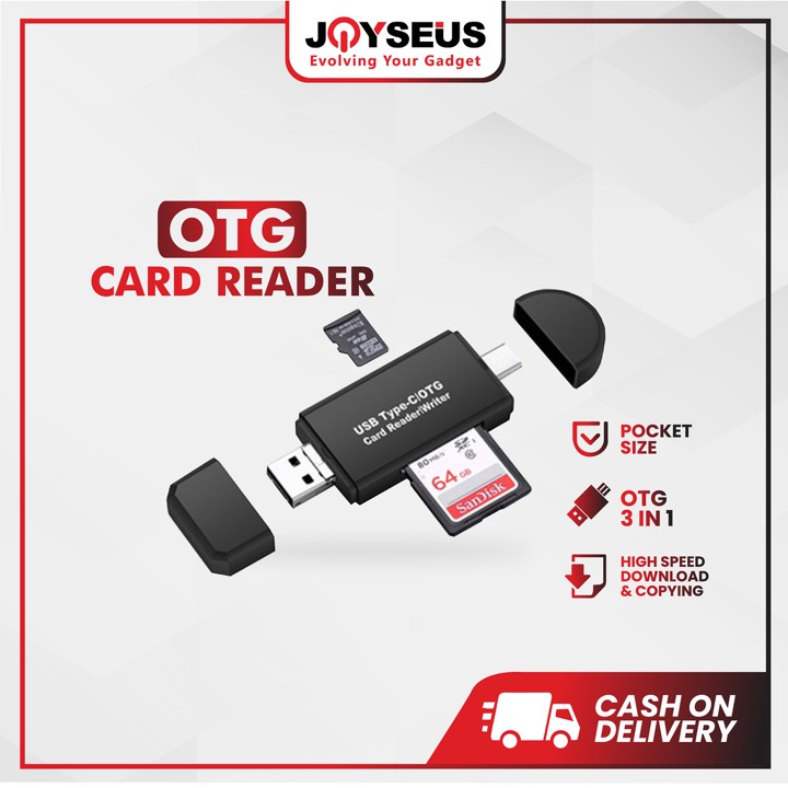 JOYSEUS 3 in 1 universal OTG Card Reader Type C & micro USB USB2.0 Universal - O