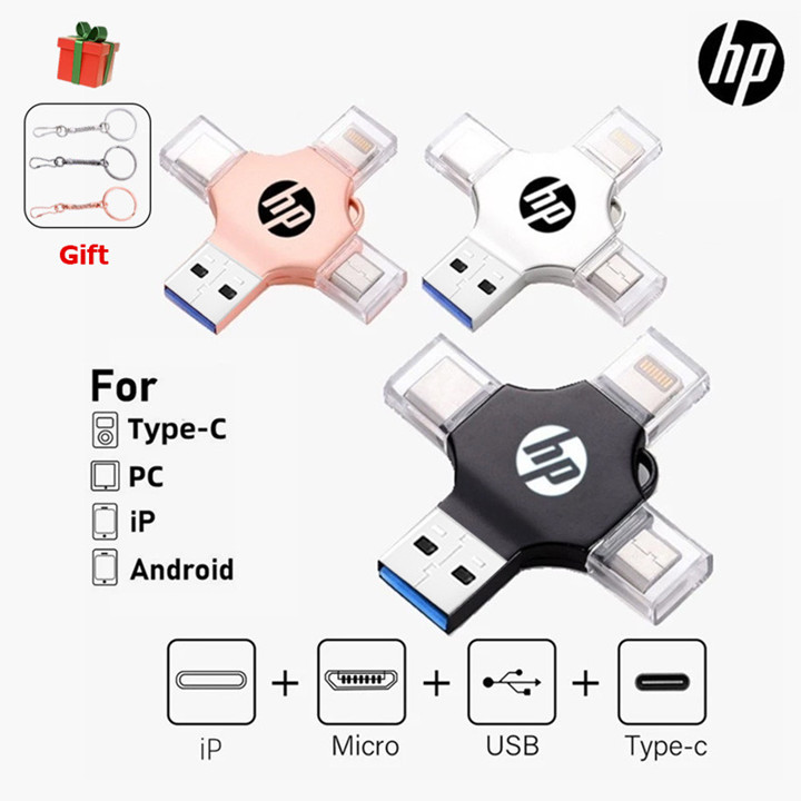 【HP 4 in1 OTG Flash Drive】 colokkan & mainkan flashdisk usb 1TB untuk Android / 
