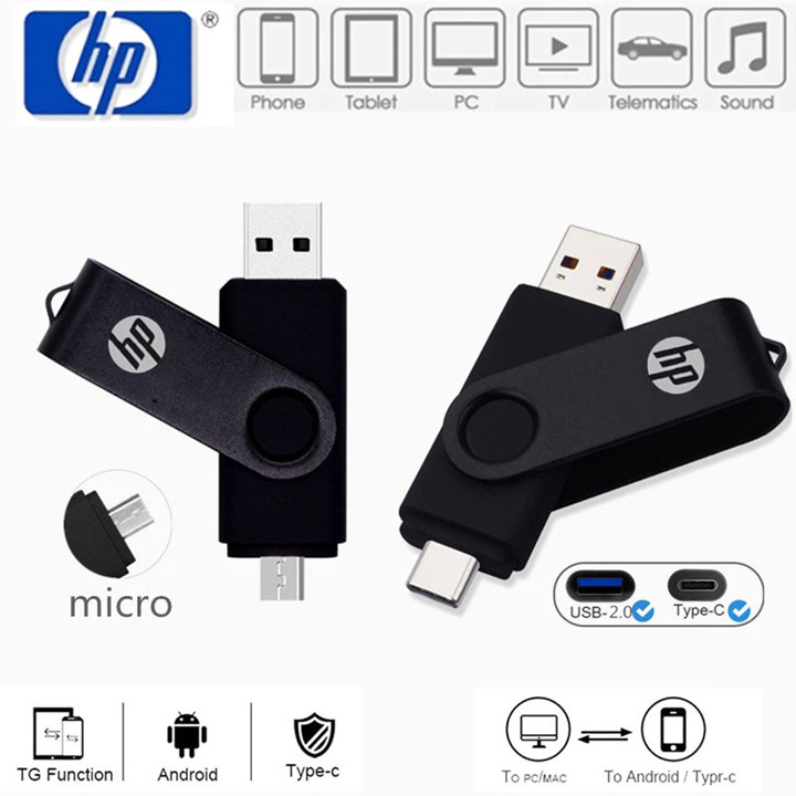 HP Flashdisk OTG 3 in 1 Type c USB 3.0 Kapasitas 1TB/2TB Portabel Flash Drive hp