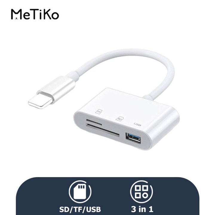 MeTiKo 3 in 1 iPhone Card Reader Lighting OTG Usb 3.0 Adapter SD/TF/Card Reader 