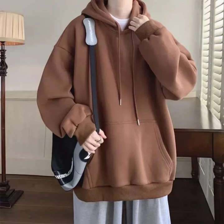 Harvional Hoodie Jemper Polos Oversize Unisex Fleece Premium Tebal Size S - XXL 
