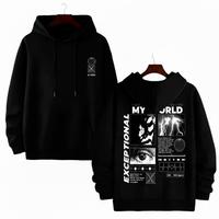 MY WORLD Sweater Hoodie Terbaru Pria Wanita Nyaman Tangan Santai Outdoor Fleece 