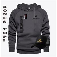 (Bonus Topi) Sweater Hoodie 1205 Kirka Text Hitam Jaket Hoodie Pria Wanita Tebal