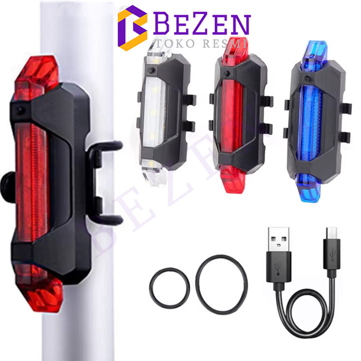 BZ  Lampu Sepeda LED Rechargeable 4 Mode Anti Air Aksesoris Sepeda Lampu Keamana