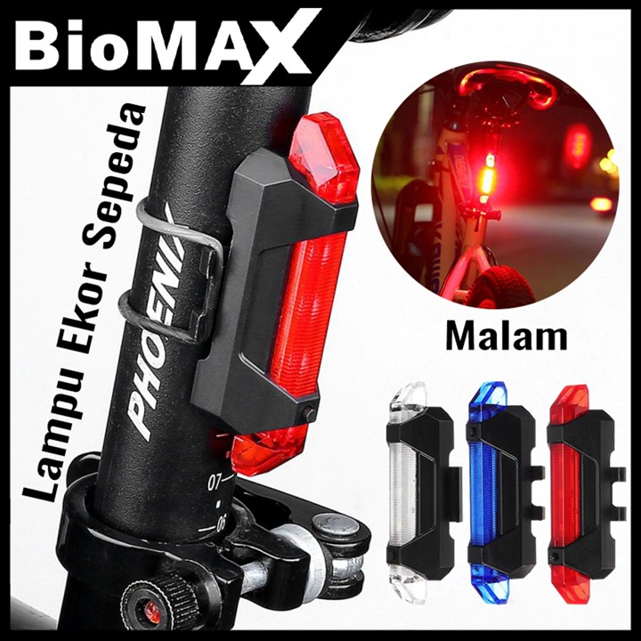 Lampu Sepeda Gunung Tahan Air Dapat Diisi Ulang USB Lampu Belakang Peringatan Se