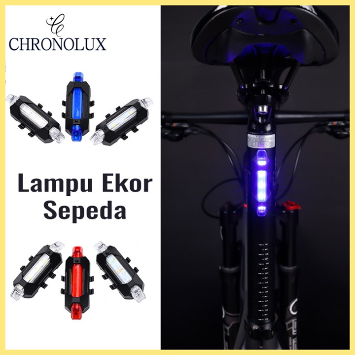 Lampu Sepeda Gunung Tahan Air Dapat Diisi Ulang USB Lampu Belakang Peringatan Se