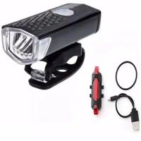 PAKET 2IN1 LAMPU SEPEDA LED LIGHT DEPAN DAN BELAKANG RECHARGEABLE