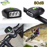 Vinnatsu Lampu Sepeda Plus Bel Klakson Lampu Depan Sepeda 3 LED Mode Plus Klakso