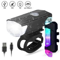 Lampu Sepeda LED USB Rechargerable Anti Air Depan Belakang Set 3000 Lumens Sente