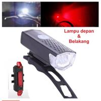 Set Lampu Led Depan & Belakang Sepeda - Rechargeable
