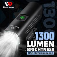 WEST BIKING QB105 Lampu Depan Sepeda 1300 Lumen USB 4500mAH 