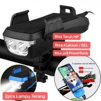ASP-003 Lampu LED Depan Sepeda Holder HP BEL Klakson Bike Bicycle & PowerBank SE