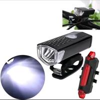 Paket Lampu Sepeda Depan Belakang LED Rechargeable USB Berkualitas