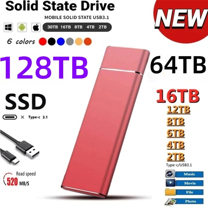 SSD Laptop Portable SSD External SSD Eksternal 2TB SSD Eksternal dengan Kapasita
